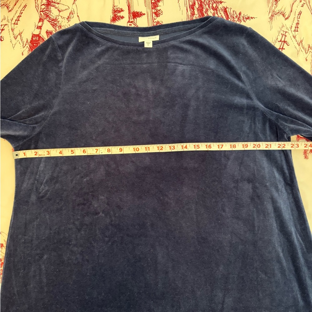 J Jill Navy Blue Velour Long Sleeve Ballet Neck Tunic Top, XL - Picture 4 of 8
